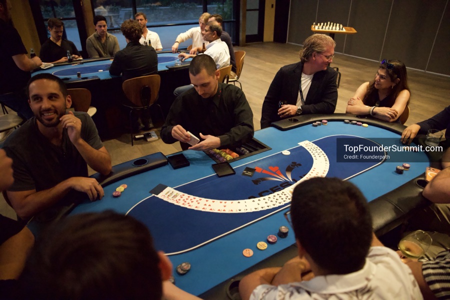 Founders playing poker, Catan and chess at Games Night, Top Founders Summit Napa 2026