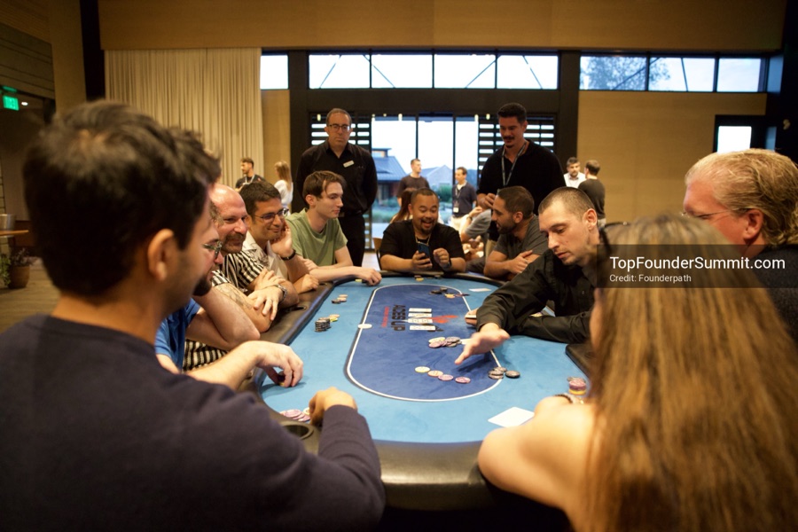 Founders playing poker, Catan and chess at Games Night, Top Founders Summit Napa 2026