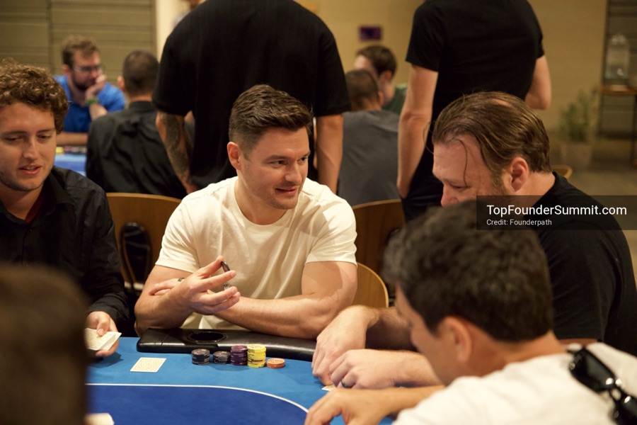 Founders playing poker, Catan and chess at Games Night, Top Founders Summit Napa 2026
