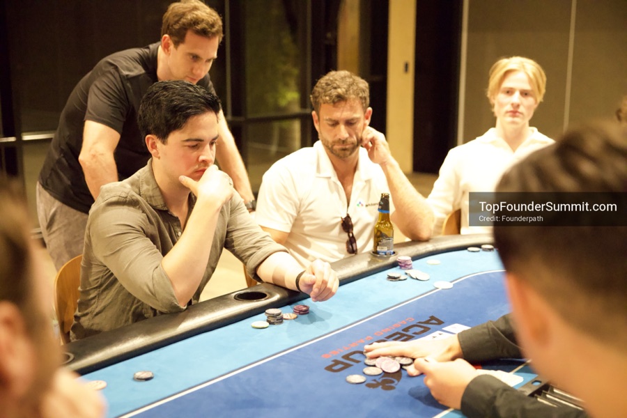 Founders playing poker, Catan and chess at Games Night, Top Founders Summit Napa 2026