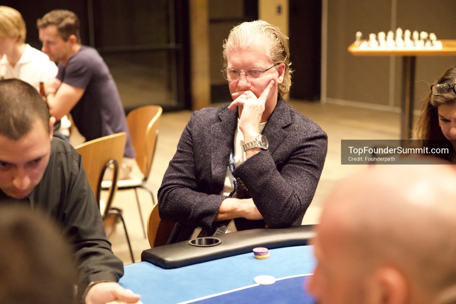 Founders playing poker, Catan and chess at Games Night, Top Founders Summit Napa 2026