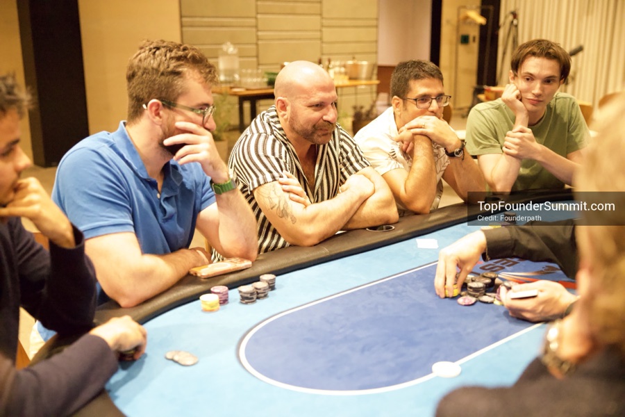 Founders playing poker, Catan and chess at Games Night, Top Founders Summit Napa 2026