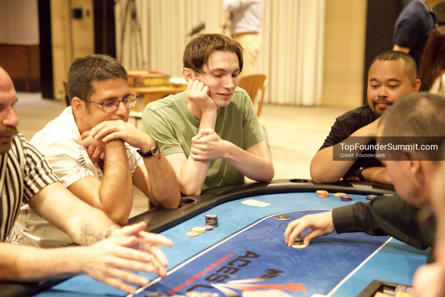 Founders playing poker, Catan and chess at Games Night, Top Founders Summit Napa 2026