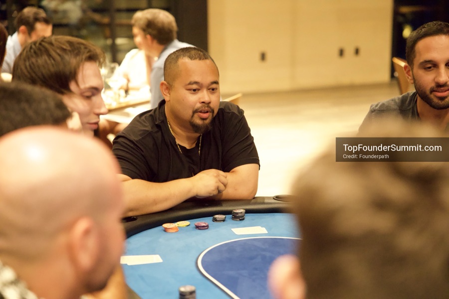 Founders playing poker, Catan and chess at Games Night, Top Founders Summit Napa 2026