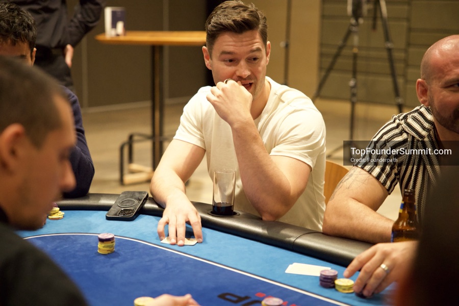 Founders playing poker, Catan and chess at Games Night, Top Founders Summit Napa 2026