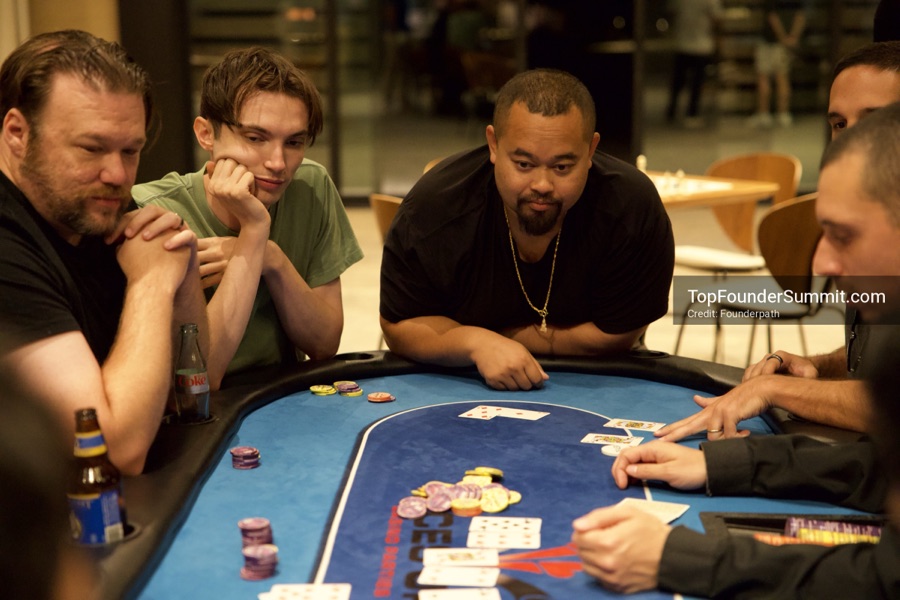 Founders playing poker, Catan and chess at Games Night, Top Founders Summit Napa 2026