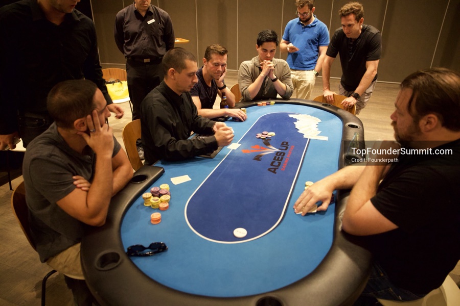 Founders playing poker, Catan and chess at Games Night, Top Founders Summit Napa 2026