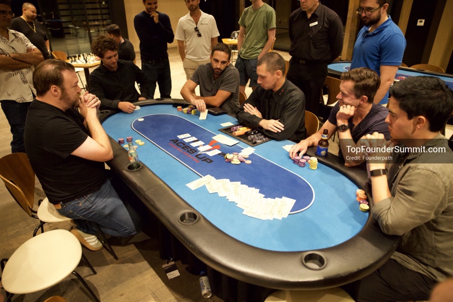 Founders playing poker, Catan and chess at Games Night, Top Founders Summit Napa 2026