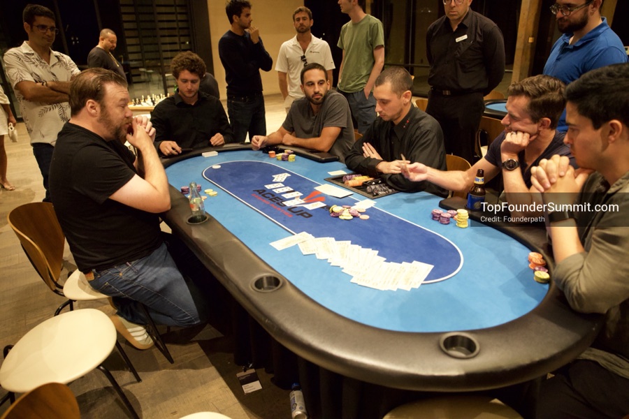 Founders playing poker, Catan and chess at Games Night, Top Founders Summit Napa 2026
