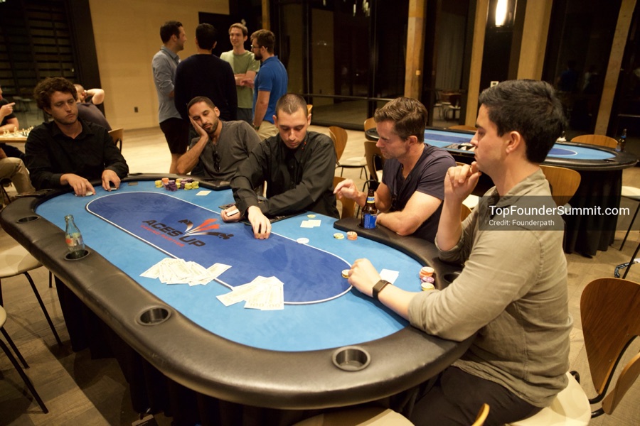 Founders playing poker, Catan and chess at Games Night, Top Founders Summit Napa 2026