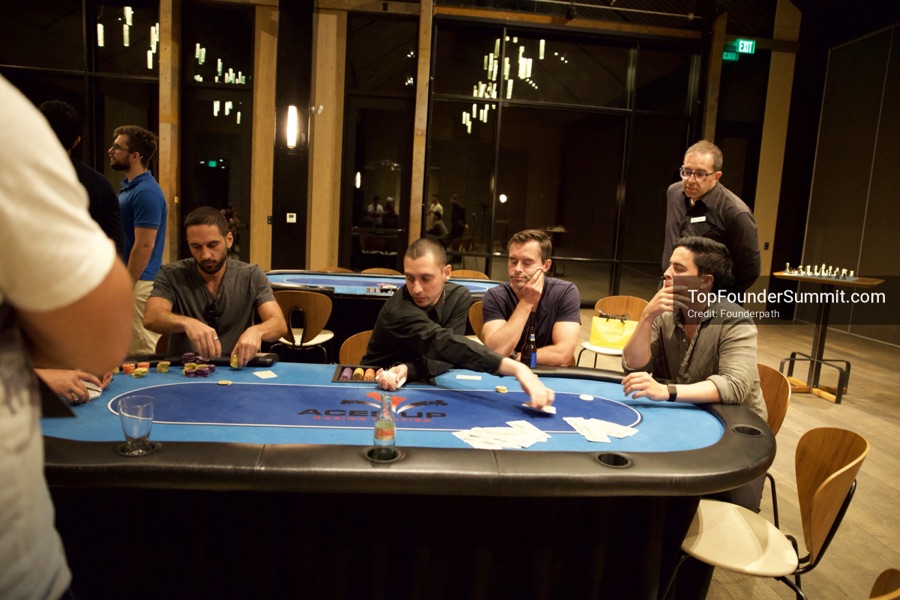 Founders playing poker, Catan and chess at Games Night, Top Founders Summit Napa 2026