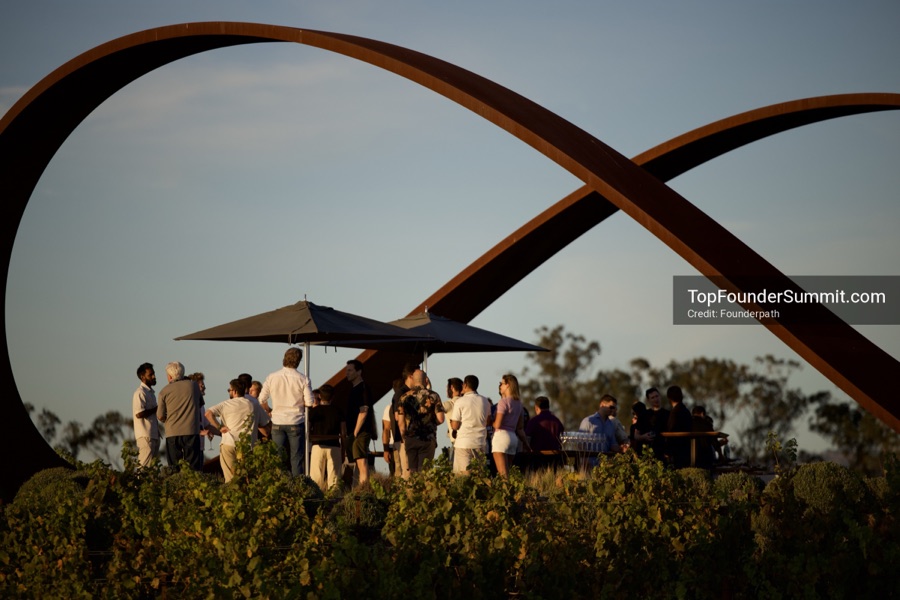 Founders at the opening wine-and-cheese reception and dinner on day one of the Top Founders Summit, Stanly Ranch, Napa Valley