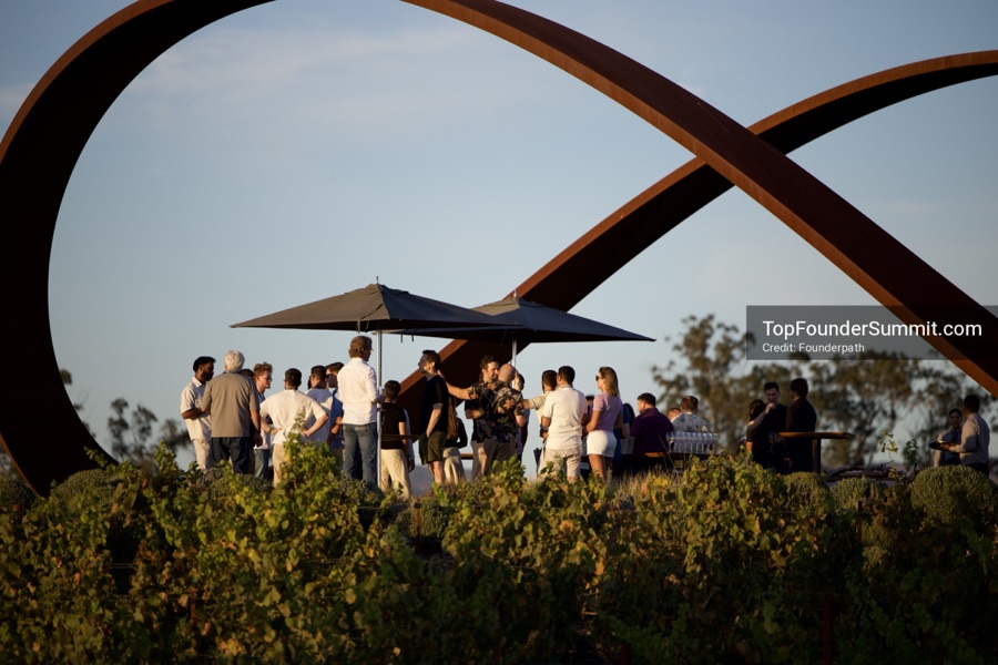 Founders at the opening wine-and-cheese reception and dinner on day one of the Top Founders Summit, Stanly Ranch, Napa Valley