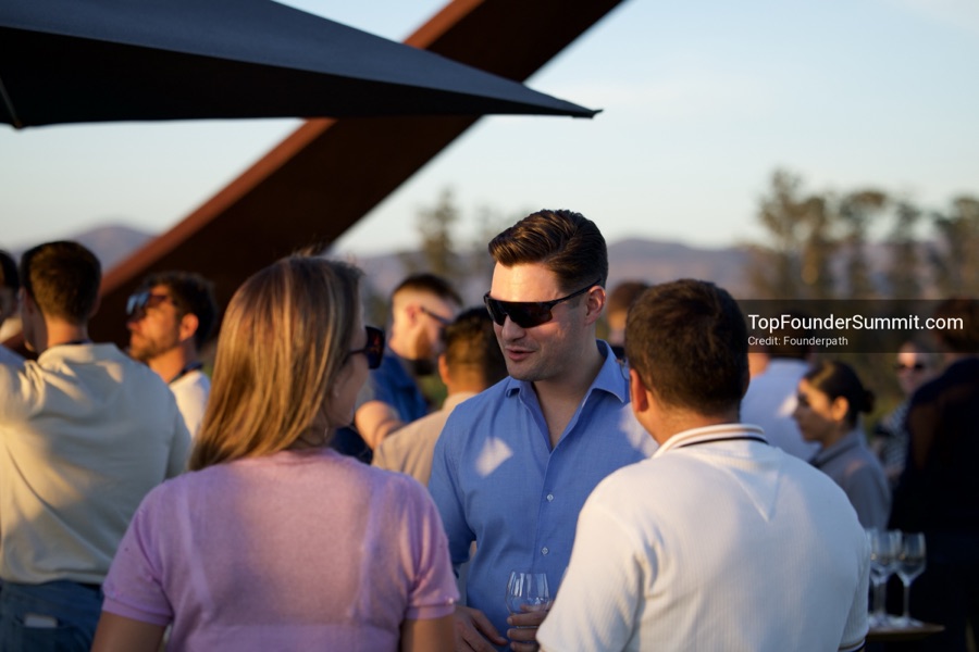 Founders at the opening wine-and-cheese reception and dinner on day one of the Top Founders Summit, Stanly Ranch, Napa Valley