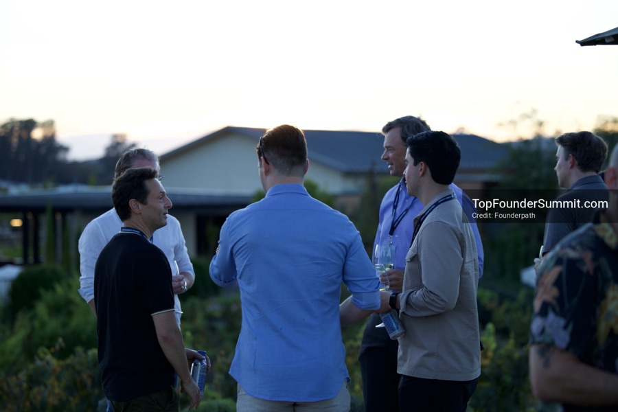 Founders at the opening wine-and-cheese reception and dinner on day one of the Top Founders Summit, Stanly Ranch, Napa Valley