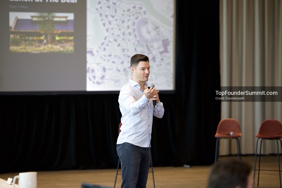 Founders on the main stage and in the audience during the opening keynotes at Glass House, Top Founders Summit Napa 2026