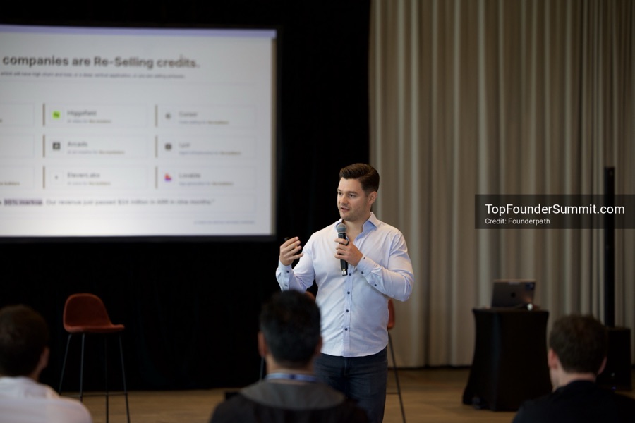 Founders on the main stage and in the audience during the opening keynotes at Glass House, Top Founders Summit Napa 2026