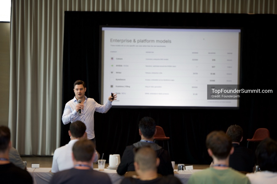 Founders on the main stage and in the audience during the opening keynotes at Glass House, Top Founders Summit Napa 2026