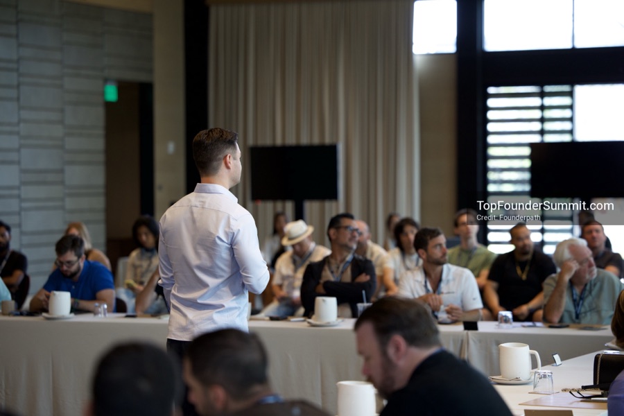 Founders on the main stage and in the audience during the opening keynotes at Glass House, Top Founders Summit Napa 2026
