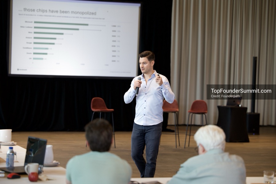 Founders on the main stage and in the audience during the opening keynotes at Glass House, Top Founders Summit Napa 2026