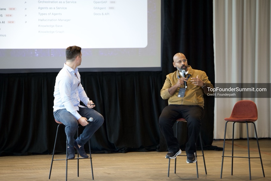 Founders on the main stage and in the audience during the opening keynotes at Glass House, Top Founders Summit Napa 2026