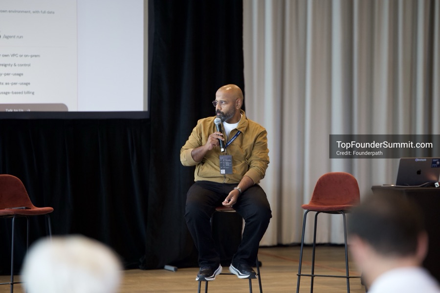 Founders on the main stage and in the audience during the opening keynotes at Glass House, Top Founders Summit Napa 2026