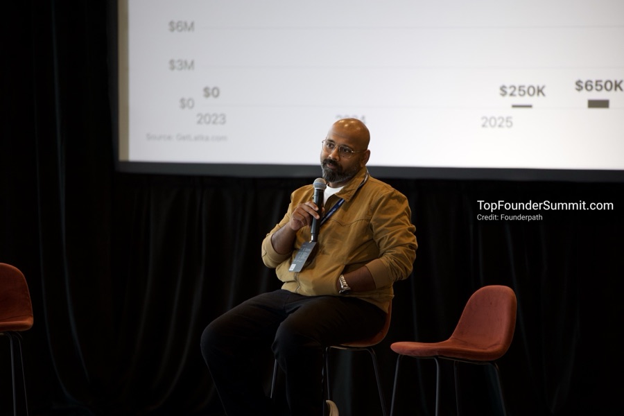 Founders on the main stage and in the audience during the opening keynotes at Glass House, Top Founders Summit Napa 2026
