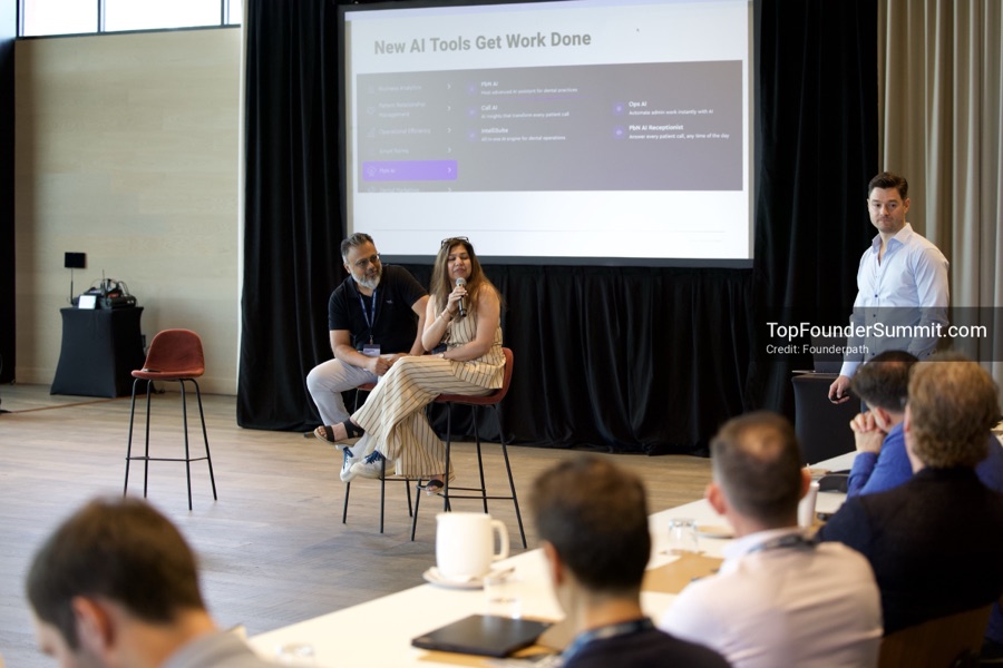 Founders on the main stage and in the audience during the opening keynotes at Glass House, Top Founders Summit Napa 2026