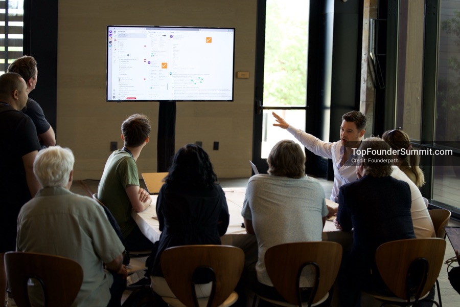 Founder-led workshop breakouts at Glass House on day two of the Top Founders Summit Napa 2026