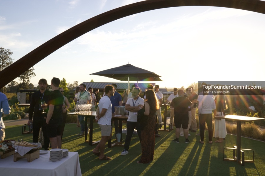 Founders at the opening wine-and-cheese reception and dinner on day one of the Top Founders Summit, Stanly Ranch, Napa Valley