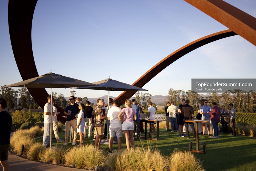 Founders at the opening wine-and-cheese reception and dinner on day one of the Top Founders Summit, Stanly Ranch, Napa Valley