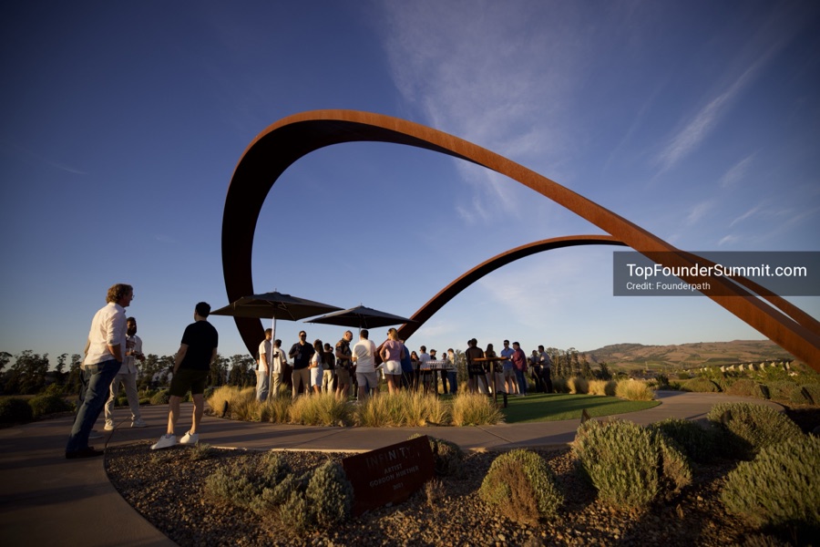 Founders at the opening wine-and-cheese reception and dinner on day one of the Top Founders Summit, Stanly Ranch, Napa Valley
