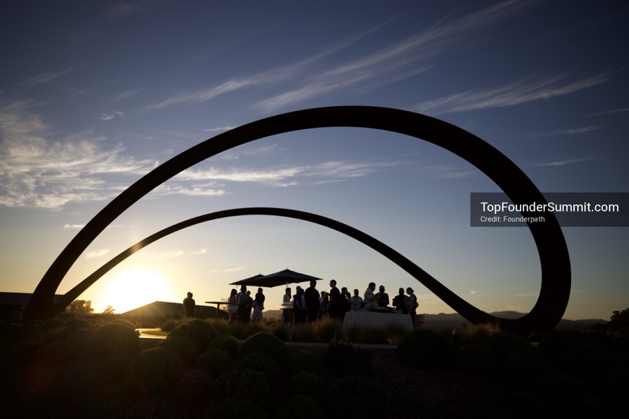 Founders at the opening wine-and-cheese reception and dinner on day one of the Top Founders Summit, Stanly Ranch, Napa Valley