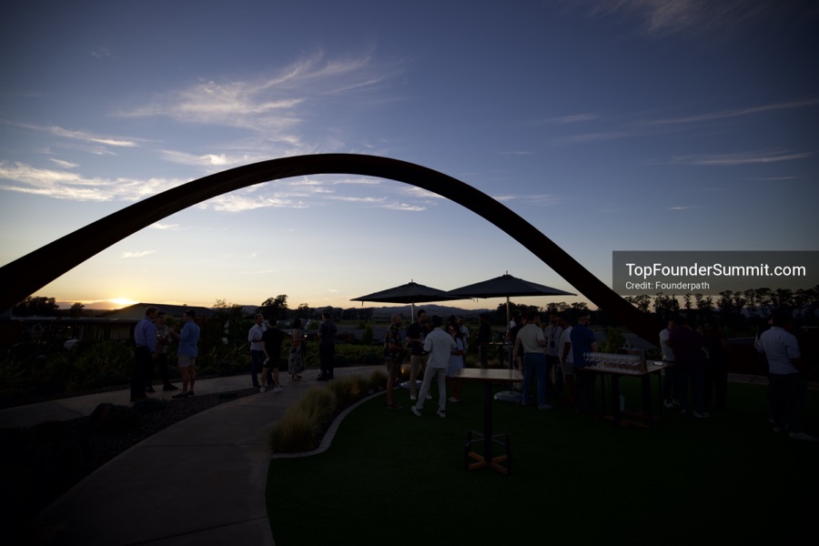 Founders at the opening wine-and-cheese reception and dinner on day one of the Top Founders Summit, Stanly Ranch, Napa Valley