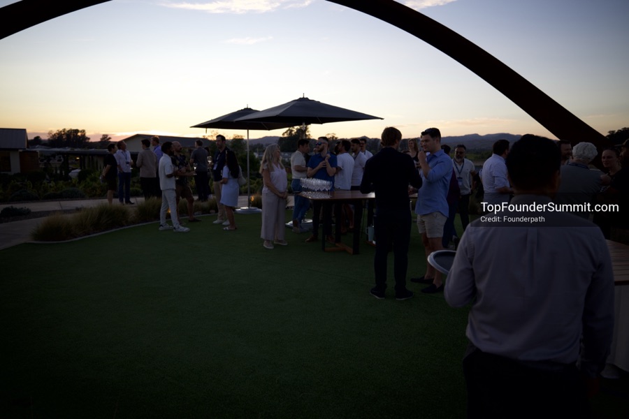 Founders at the opening wine-and-cheese reception and dinner on day one of the Top Founders Summit, Stanly Ranch, Napa Valley