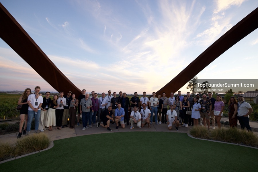 Founders at the opening wine-and-cheese reception and dinner on day one of the Top Founders Summit, Stanly Ranch, Napa Valley