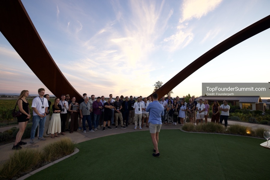 Founders at the opening wine-and-cheese reception and dinner on day one of the Top Founders Summit, Stanly Ranch, Napa Valley