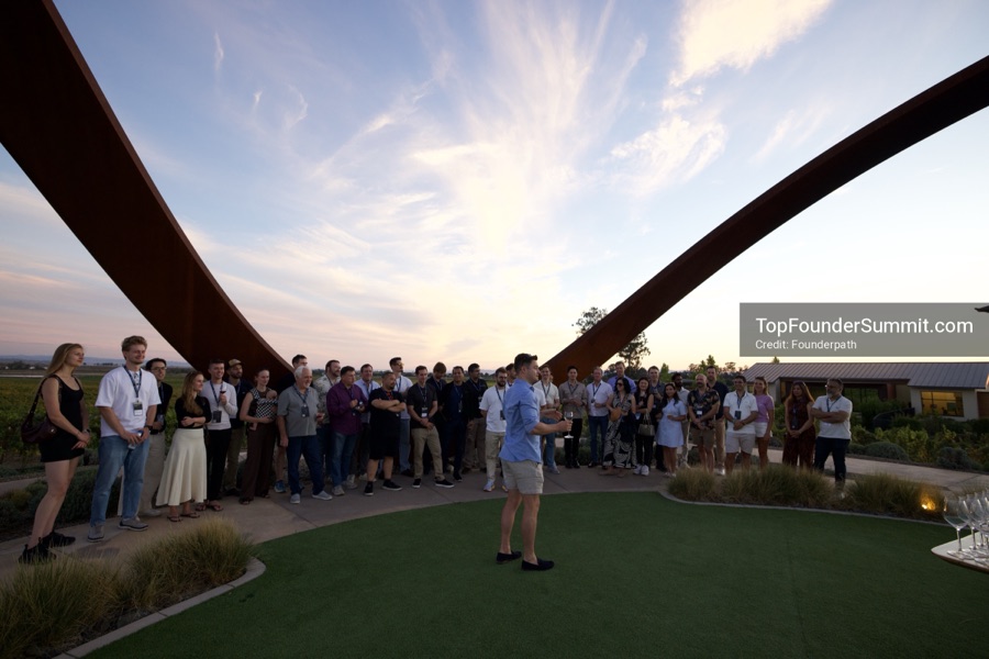Founders at the opening wine-and-cheese reception and dinner on day one of the Top Founders Summit, Stanly Ranch, Napa Valley