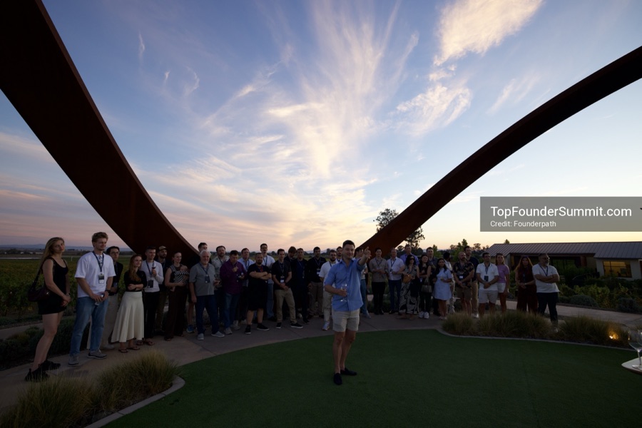 Founders at the opening wine-and-cheese reception and dinner on day one of the Top Founders Summit, Stanly Ranch, Napa Valley
