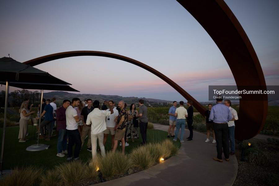 Founders at the opening wine-and-cheese reception and dinner on day one of the Top Founders Summit, Stanly Ranch, Napa Valley