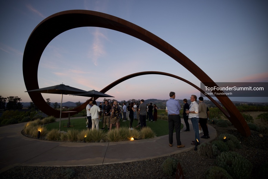 Founders at the opening wine-and-cheese reception and dinner on day one of the Top Founders Summit, Stanly Ranch, Napa Valley