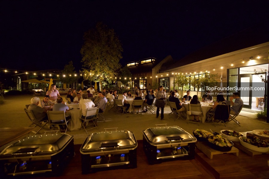 Founders at the opening wine-and-cheese reception and dinner on day one of the Top Founders Summit, Stanly Ranch, Napa Valley