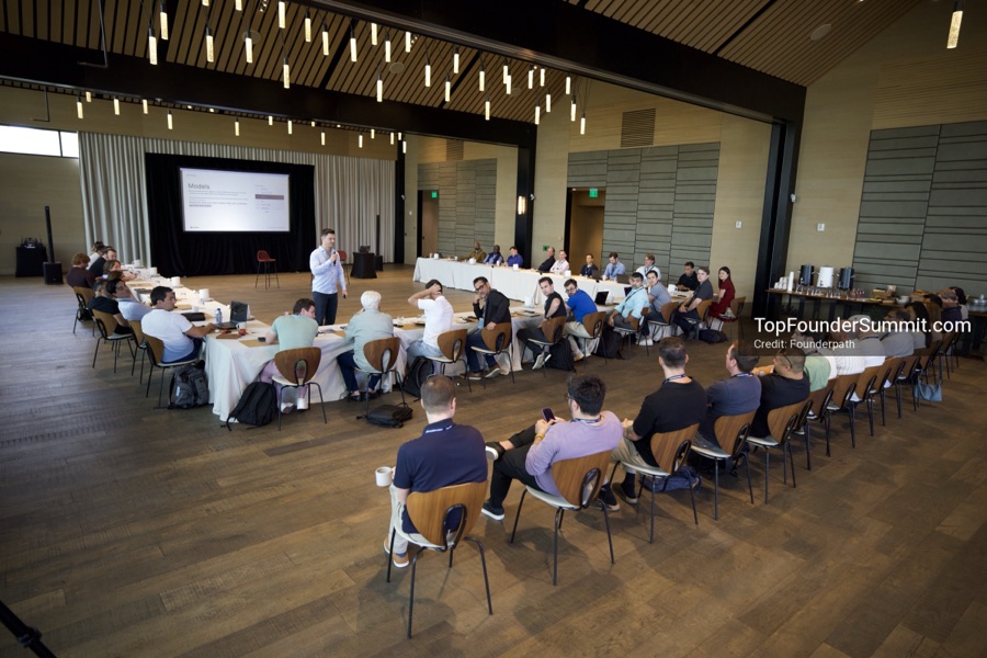Founders on the main stage and in the audience during the opening keynotes at Glass House, Top Founders Summit Napa 2026