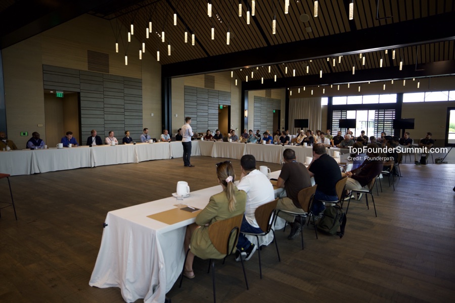 Founders on the main stage and in the audience during the opening keynotes at Glass House, Top Founders Summit Napa 2026