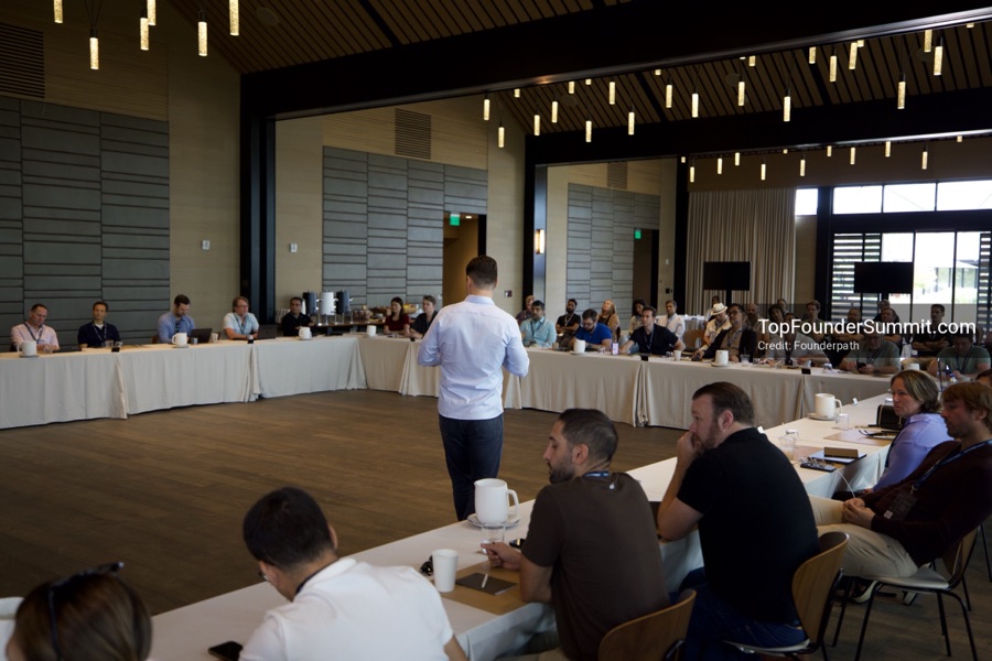 Founders on the main stage and in the audience during the opening keynotes at Glass House, Top Founders Summit Napa 2026