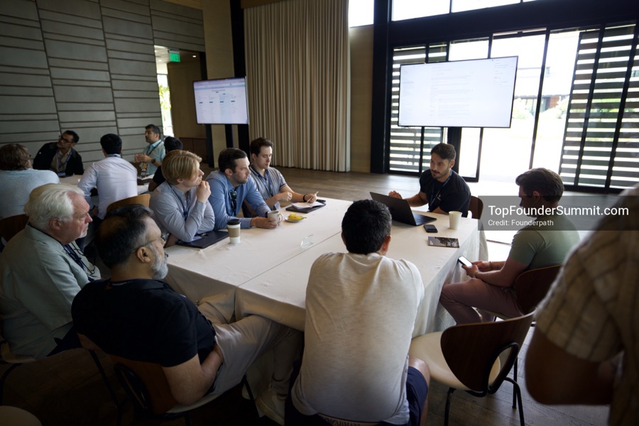 Founder-led workshop breakouts at Glass House on day two of the Top Founders Summit Napa 2026