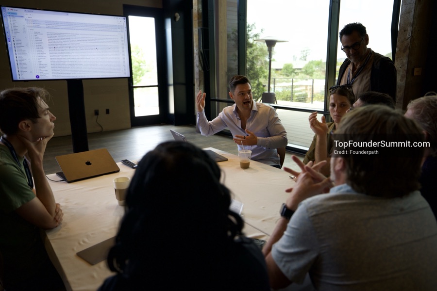 Founder-led workshop breakouts at Glass House on day two of the Top Founders Summit Napa 2026