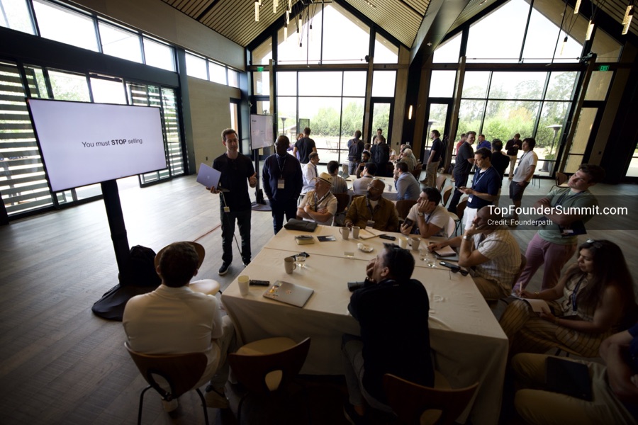 Founder-led workshop breakouts at Glass House on day two of the Top Founders Summit Napa 2026