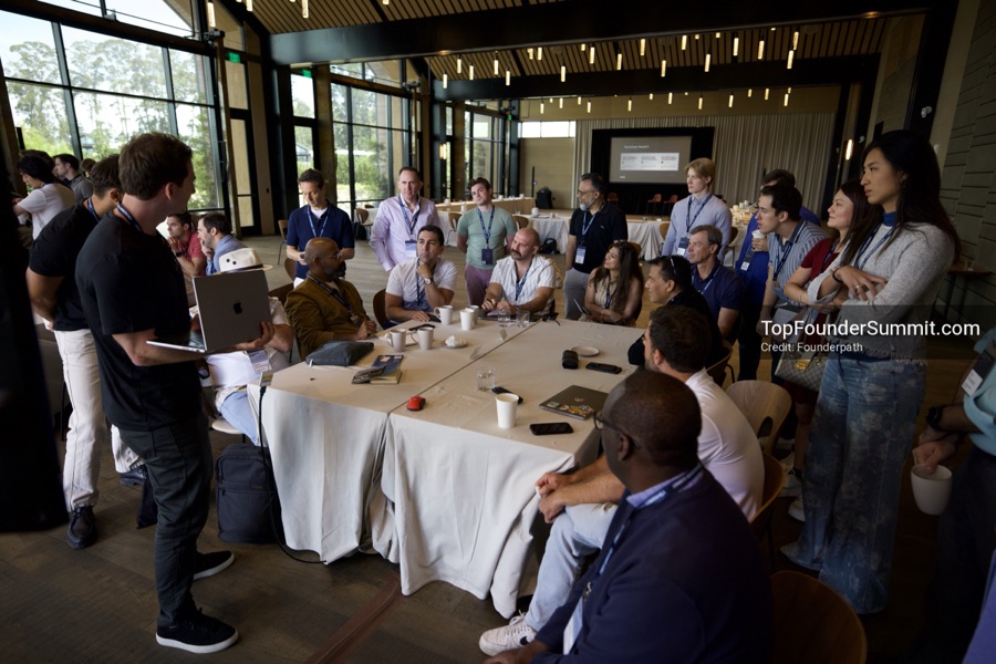 Founder-led workshop breakouts at Glass House on day two of the Top Founders Summit Napa 2026