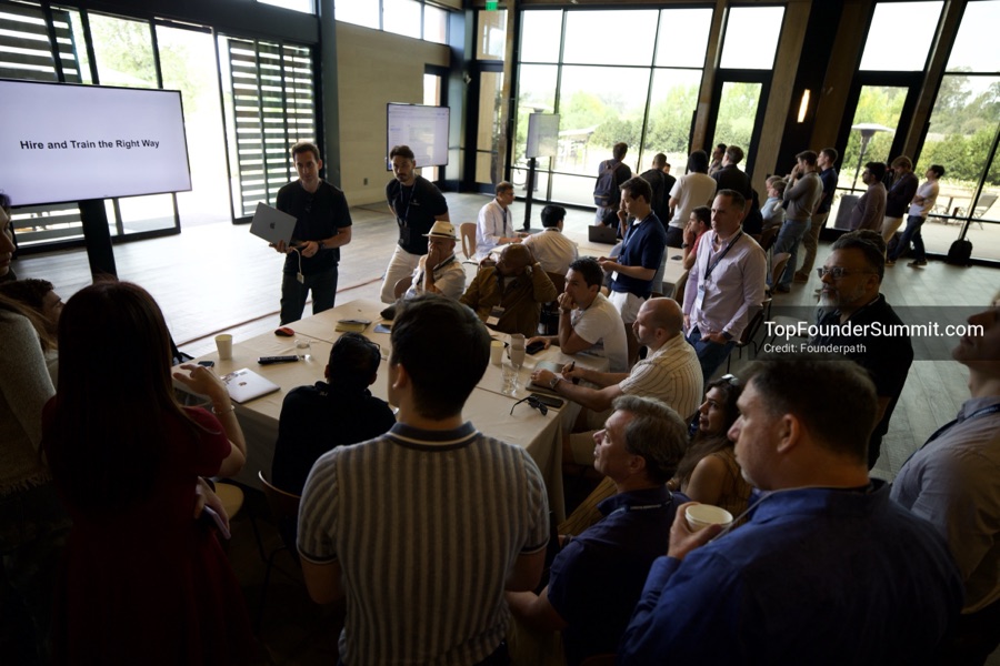 Founder-led workshop breakouts at Glass House on day two of the Top Founders Summit Napa 2026